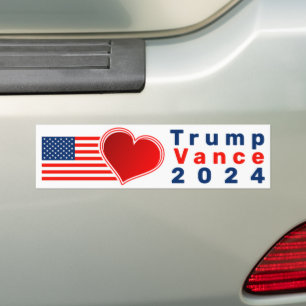 Coeur et drapeau, Trump, Vance Bumper Sticker