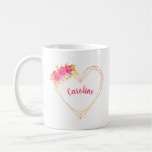 Coeur et fleurs personnalisés Mug romantique