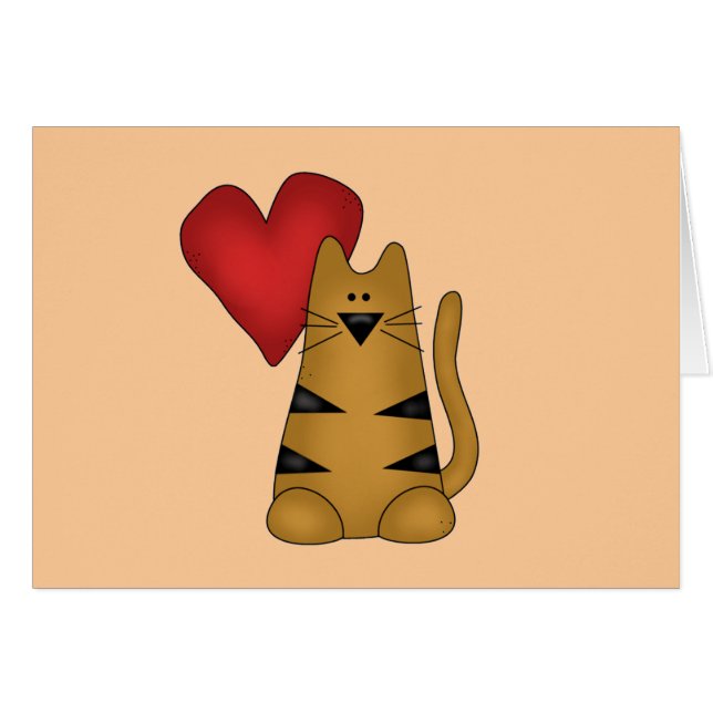 Coeur et T-shirts et cadeaux rayés de chat (Devant horizontal)