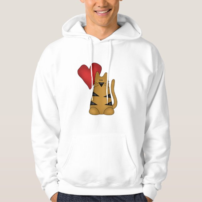 Coeur et T-shirts et cadeaux rayés de chat (Devant)
