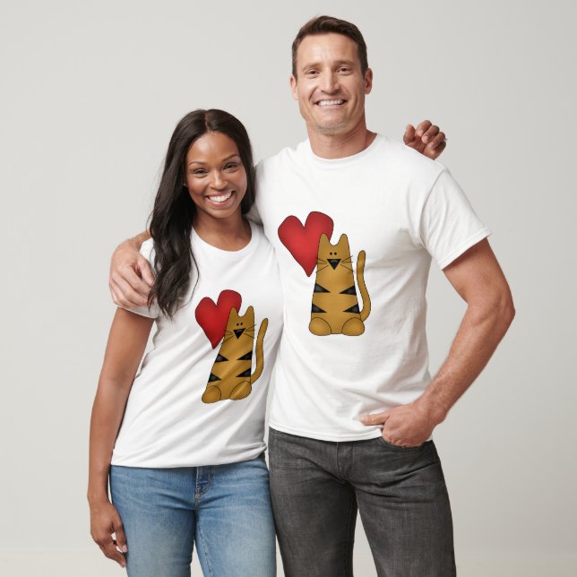 Coeur et T-shirts et cadeaux rayés de chat (Unisexe)