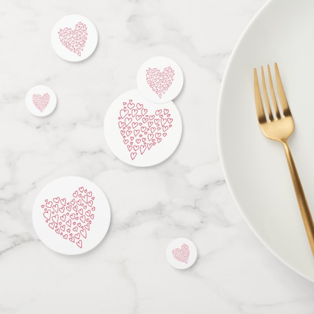 Coeur Fabriqué Avec Les Coeurs Rouges Confetti (Groupe)