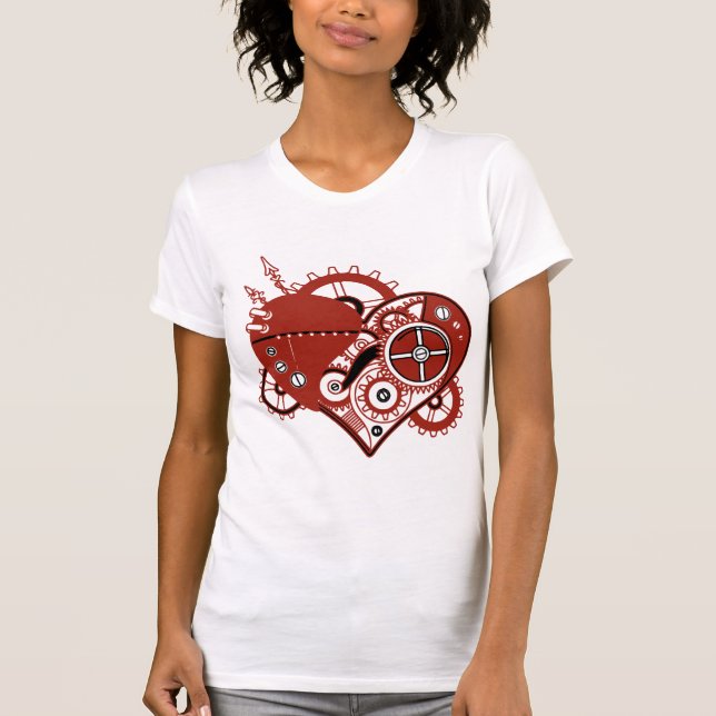 Coeur fait d'engrenages mince T-shirt ajusté (Devant)