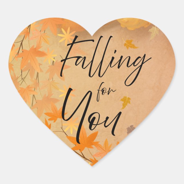 Cœur Fall Love Heart Sticker Parchment Leaves (Devant)
