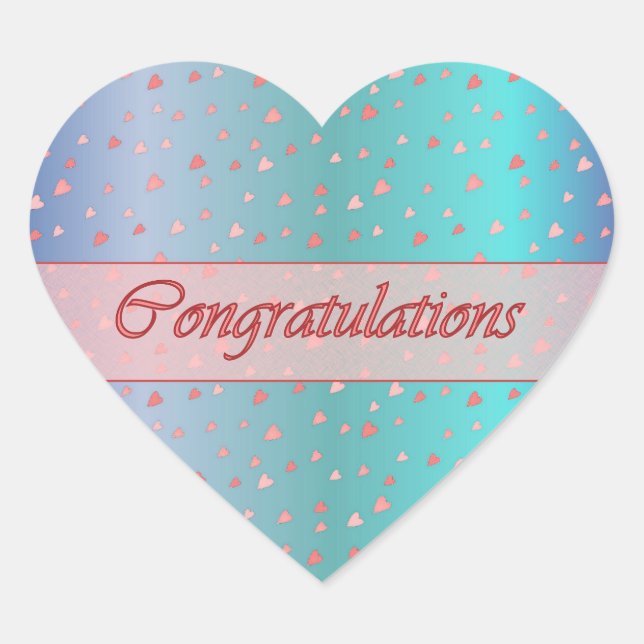 Cœur Félicitations Coeurs minuscules Sticker bleu rose (Devant)
