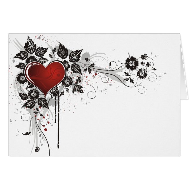 Coeur, feuille et fleurs brillants - original (Devant horizontal)