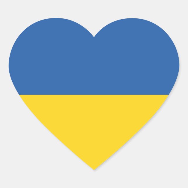 Cœur Flag of Ukraine Button Square Sticker (Devant)