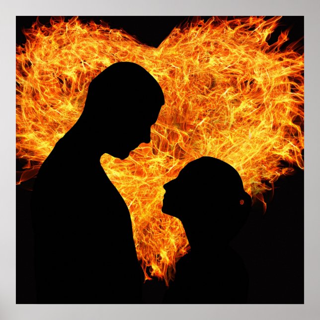 Coeur flamboyant Affiche de la Saint-Valentin (Devant)