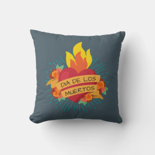 Coeur flamboyant Dia de los Muertos Coussin déco