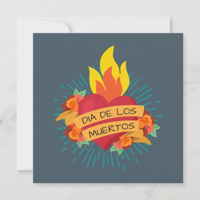 Coeur flamboyant Dia de los Muertos Invitation du  (Devant)