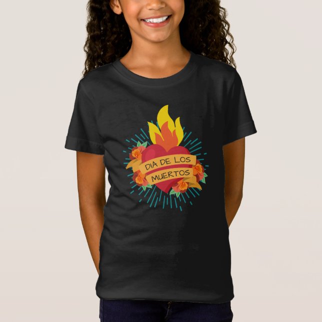 Coeur flamboyant Dia de los Muertos | T-shirt (Devant)