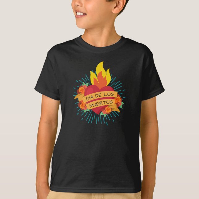 Coeur flamboyant Dia de los Muertos | T-shirt (Devant)