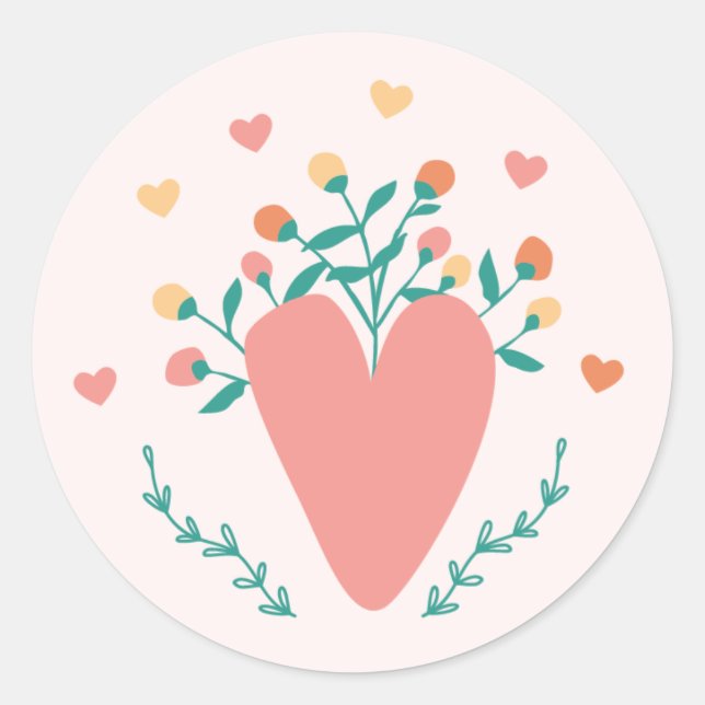 Coeur Fleur sauvage mignon Sticker Saint-Valentin (Devant)