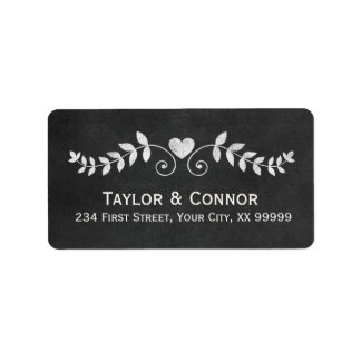 Coeur Floral Chalkboard Amour Étiquette de adresse