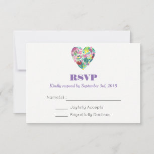 Coeur floral d'été en rose et vert mariage RSVP