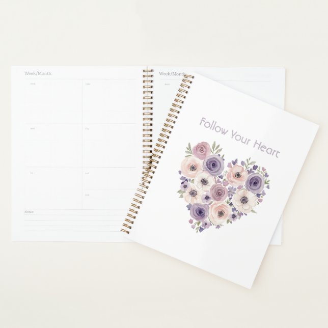 Cœur floral rose violet blanc (Devant avec enveloppe)