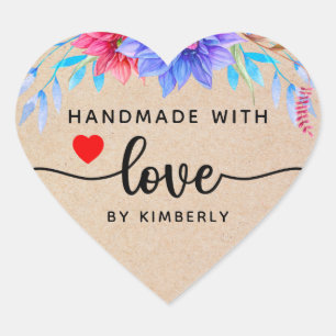 Cœur Flore artisanal avec Sticker Coeur d'Amour