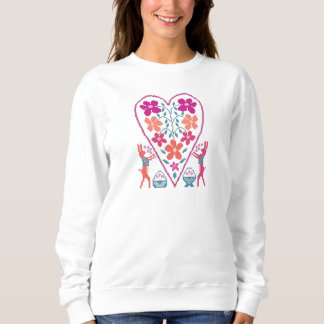 Coeur folky féminin avec Sweatshirt lapins