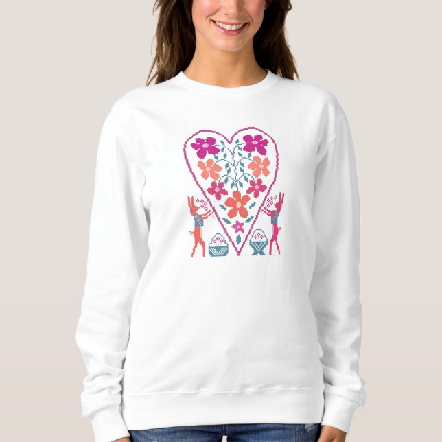 Coeur folky féminin avec Sweatshirt lapins (Devant)