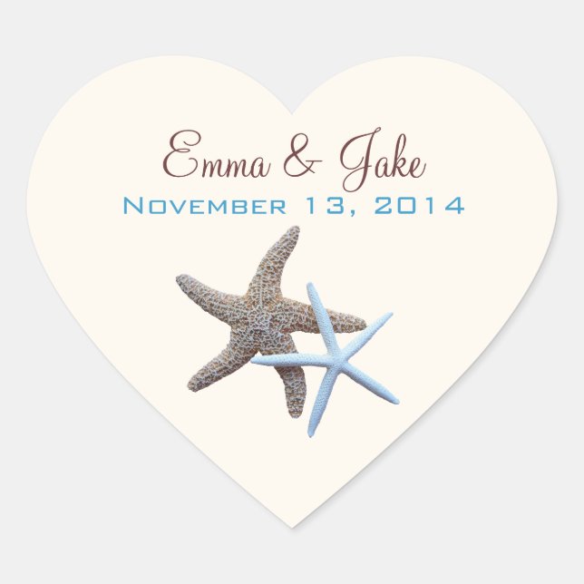Cœur Forme cardiaque, Sticker Mariage Starfish (Devant)