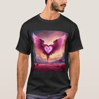 Coeur fumé rose avec T-shirt ailes