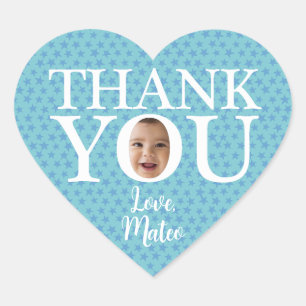 Cœur Funny bébé visage bleu merci Sticker