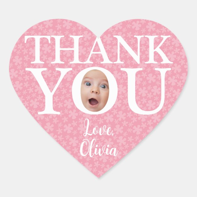 Cœur Funny bébé visage merci Sticker (Devant)