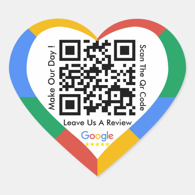 Cœur Google Review Link QR Code Coeur Sticker (Devant)