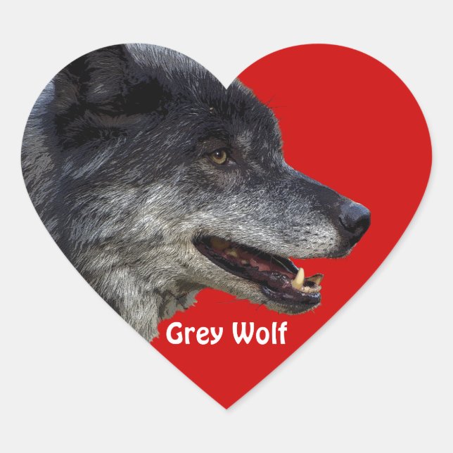 Cœur GRAY WOLF Wildlife Heart Sticker Collection (Devant)