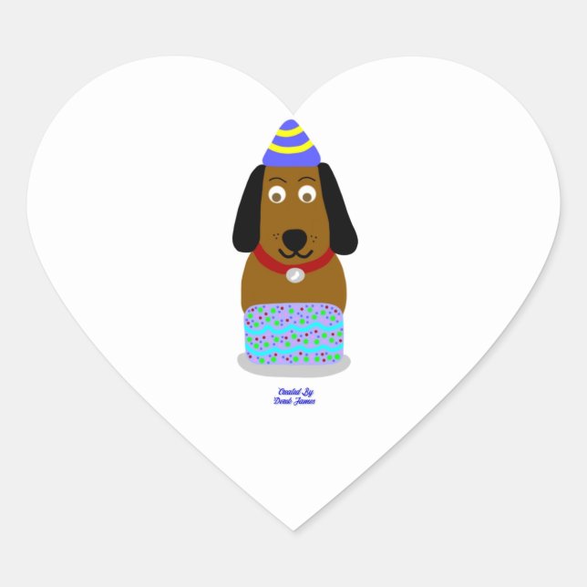Cœur Happy Birthday Pup Heart Sticker (Devant)