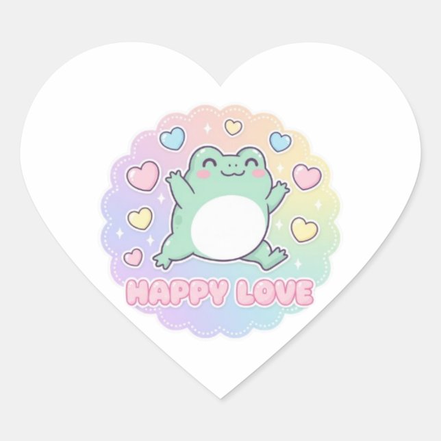 Cœur Happy Love Frog Sticker Cute Jumping Frog Hearts K (Devant)