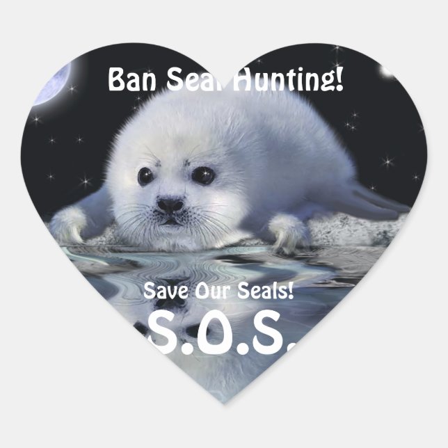 Cœur HARP SEAL Anti Seal Hunt Wildlife Heart Sticker (Devant)