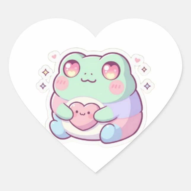 Cœur Heart Eyes Frog Sticker Cute Minimal Frog Love Kaw (Devant)