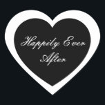 Cœur Heureux Jamais après Sticker<br><div class="desc">Heureusement,  Ever After Heart Sticker est montré dans un double coeur design. Couleur noir</div>