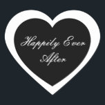 Cœur Heureux Jamais après Sticker<br><div class="desc">Heureusement,  Ever After Heart Sticker est montré dans un double coeur design. Couleur noir</div>