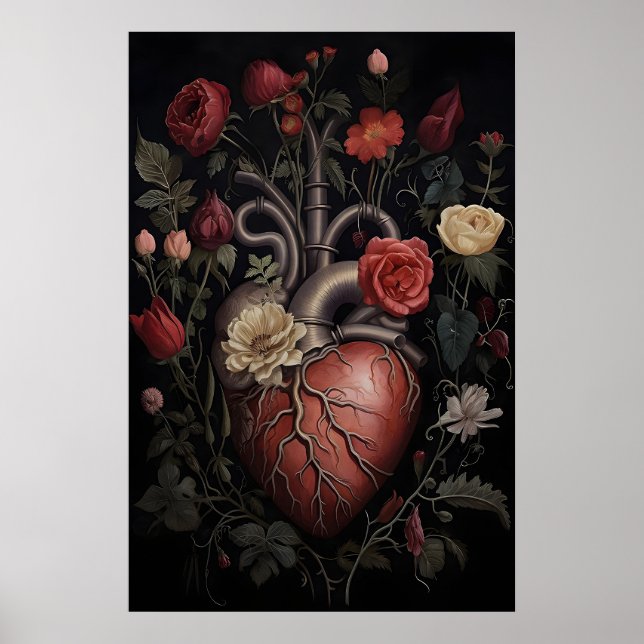 Cœur Humain Avec Impression De Fleurs, Cœur De La  (Devant)