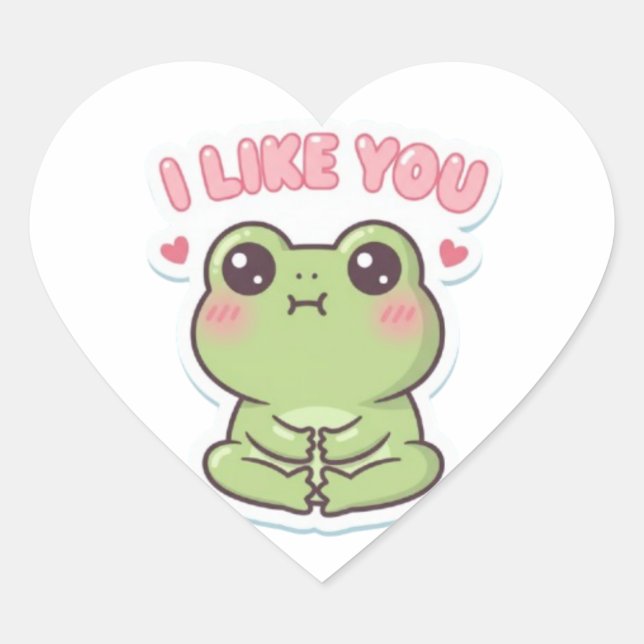 Cœur I Like You Frog Sticker Cute Shy Frog Romantic Kaw (Devant)