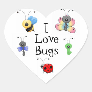 Cœur I Love Bugs Heart Sticker en forme de coeur