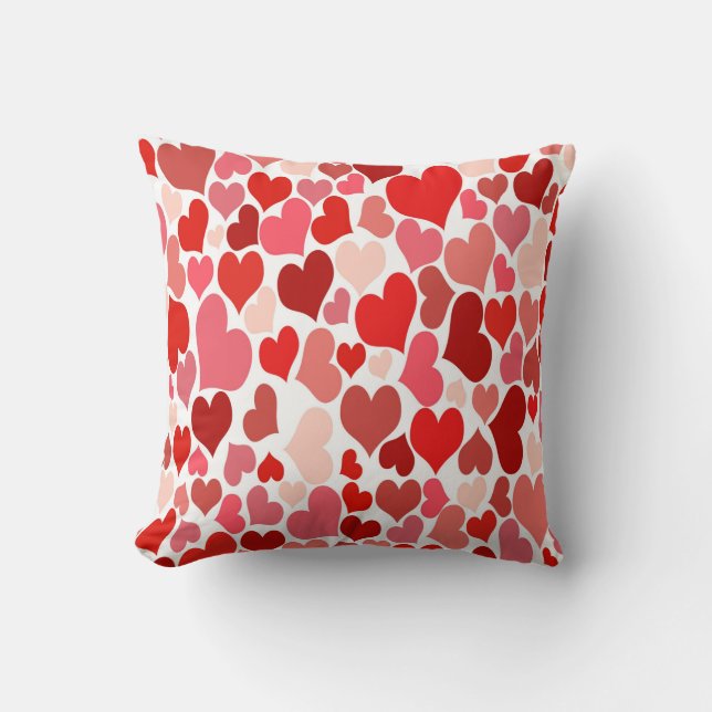 Coeur Imprimer Oreiller rouge et rose (Recto)