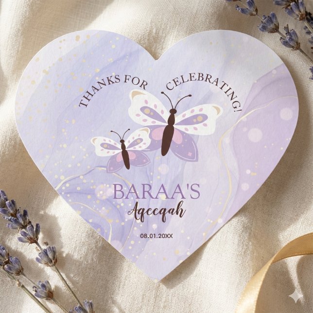 Cœur Islamic Baby Girl Aqeeqah Personalized Sticker (Créateur téléchargé)