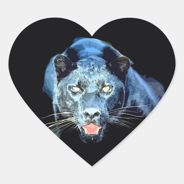 Cœur Jaguar - Sticker Coeur Panthère Noire (Devant)