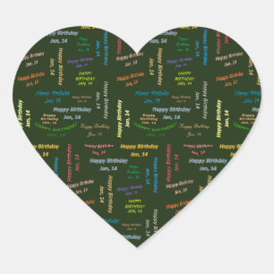 Cœur Janvier, 14 Anniversaire Sticker