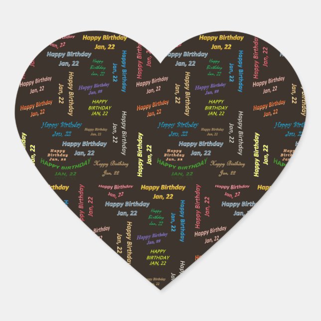 Cœur Janvier, 22 Anniversaire Sticker (Devant)