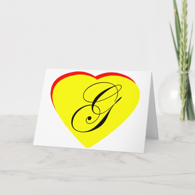 Coeur jaune rouge G Faire-part de mariage Le MUSÉE (Devant)
