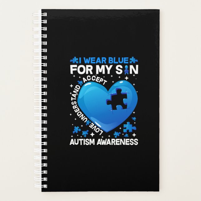 Coeur Je Porte Du Bleu Pour Ma Sensibilisation sur (Devant)