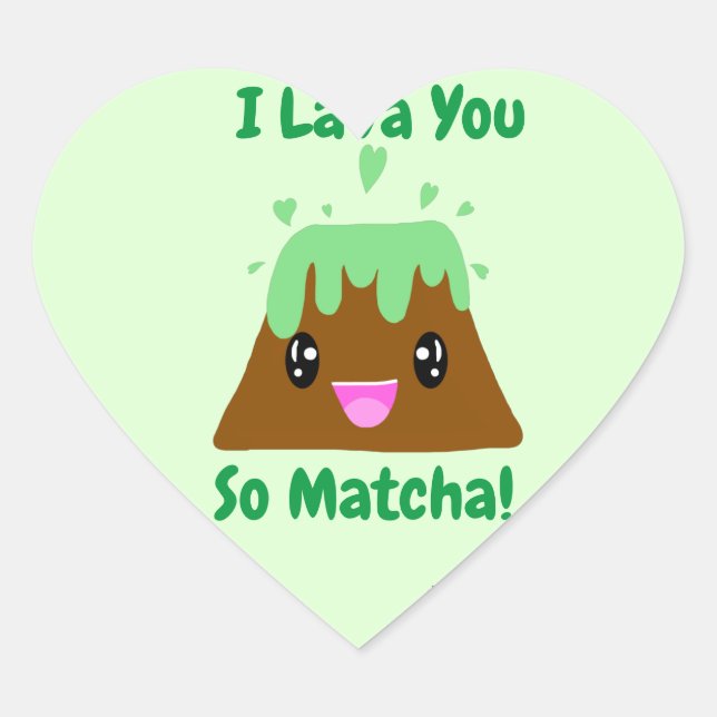 Cœur Je t'ai lava si Matcha Kawaii Coeur Sticker (Devant)