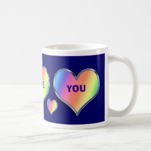 Coeur "je t'aime" tasse d'arc-en-ciel de Valentine