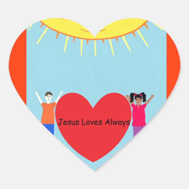 Cœur Jésus aime toujours Sticker (Devant)