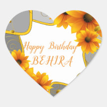 Joyeux Coeur Anniversaire Sticker tournesol