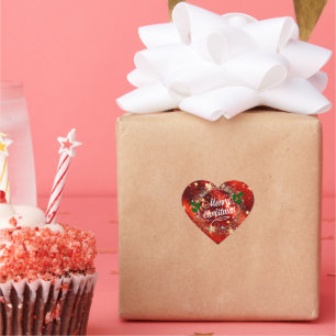 Cœur Joyeux Sticker de Noël étincelant et brillant